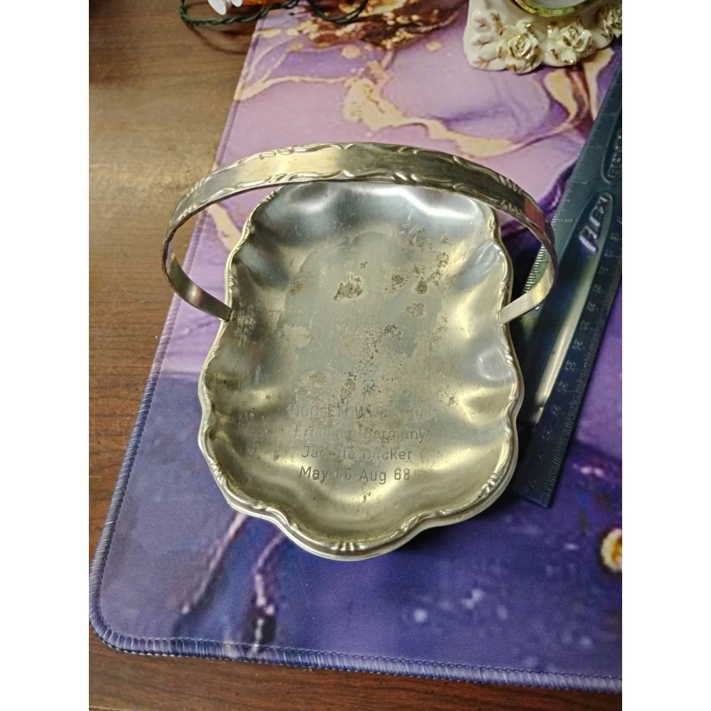 Rare! Vintage NCO-EM Wives Club silver Plate Basket Erlangen Germany 1968